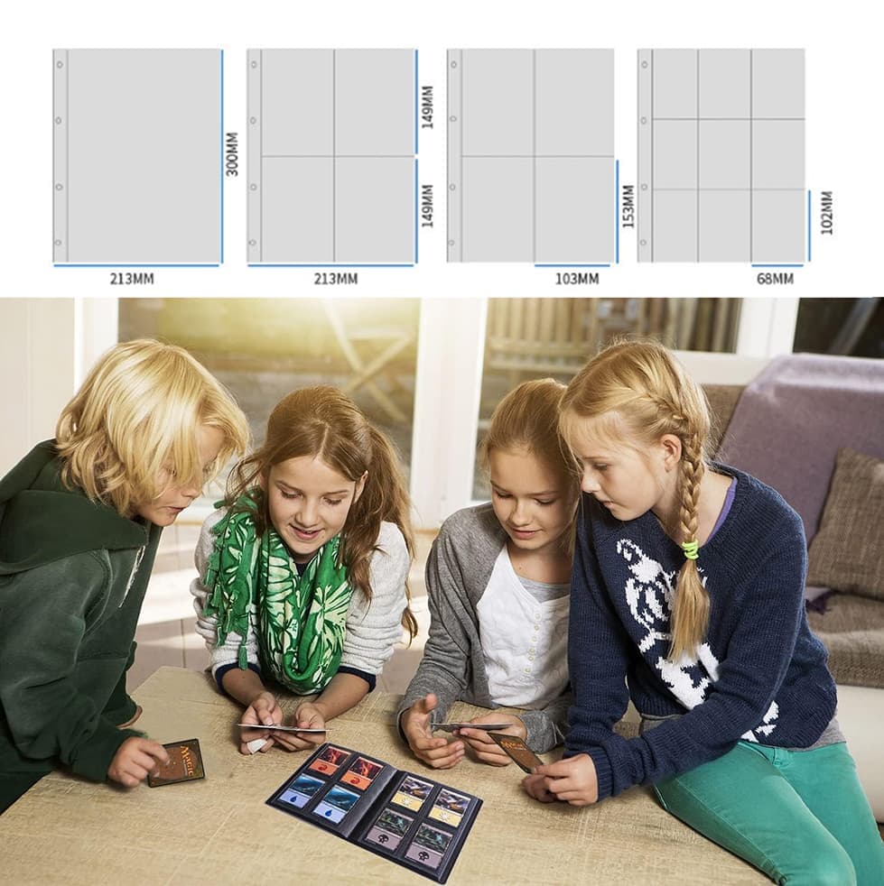 Football Star Card Collection Album 1 Pack, 4-Grid, Compatible with Pokemon and Sports Cards