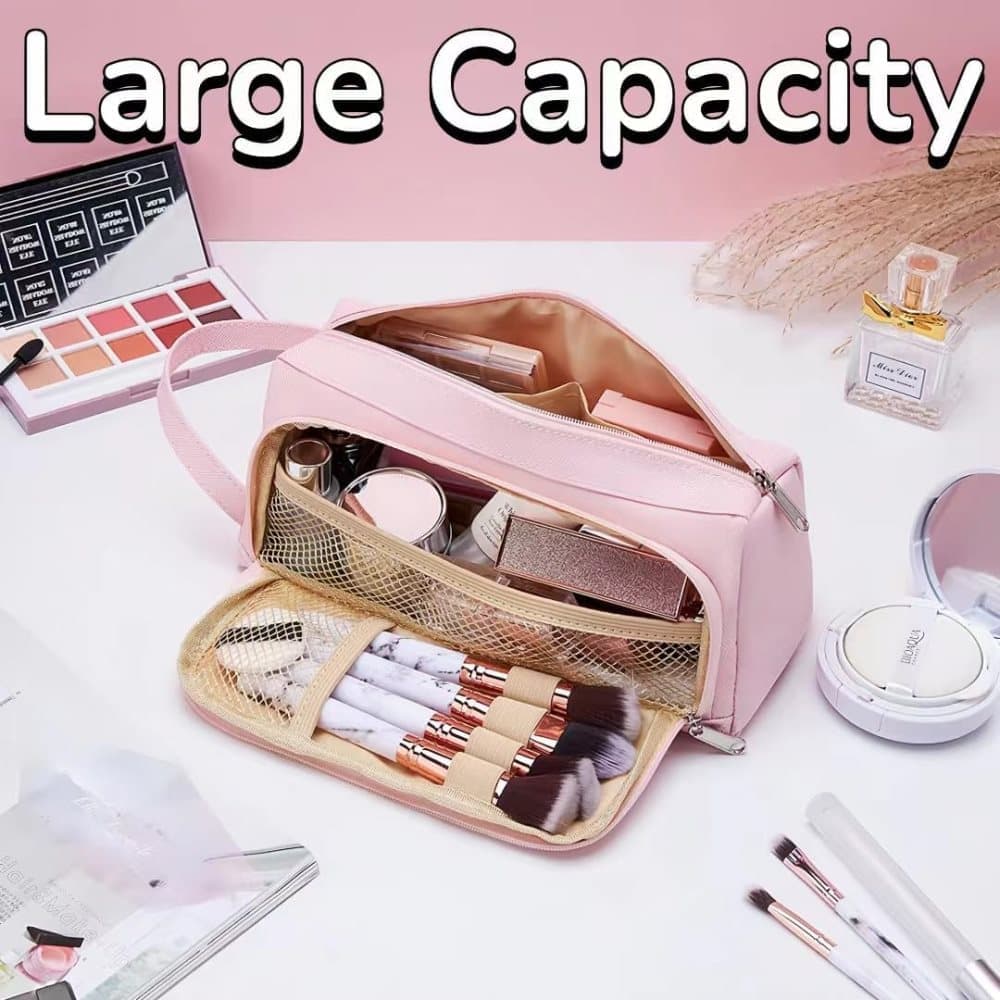 4 Compartments Large Capacity Pencil Case for School Students Travel, Green Pink Black, 9.8 x 5.5 inches