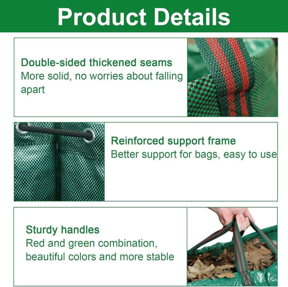 120L Large Capacity Garden Bags with Handles, Self-Standing and Robust for Leaves Lawn Hedges and Garden Waste, 45 x 76cm