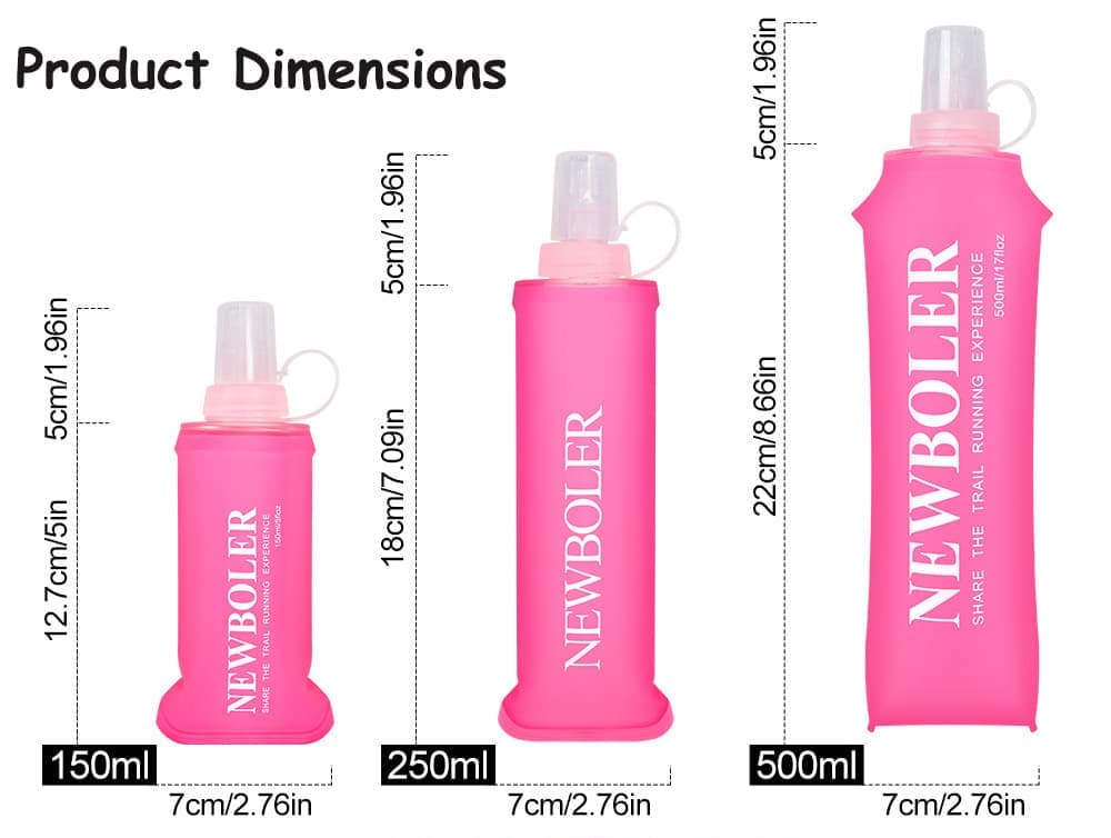 150ml Foldable Water Bottle, BPA-Free Soft Bottle for Marathons Camping Hiking, Orange