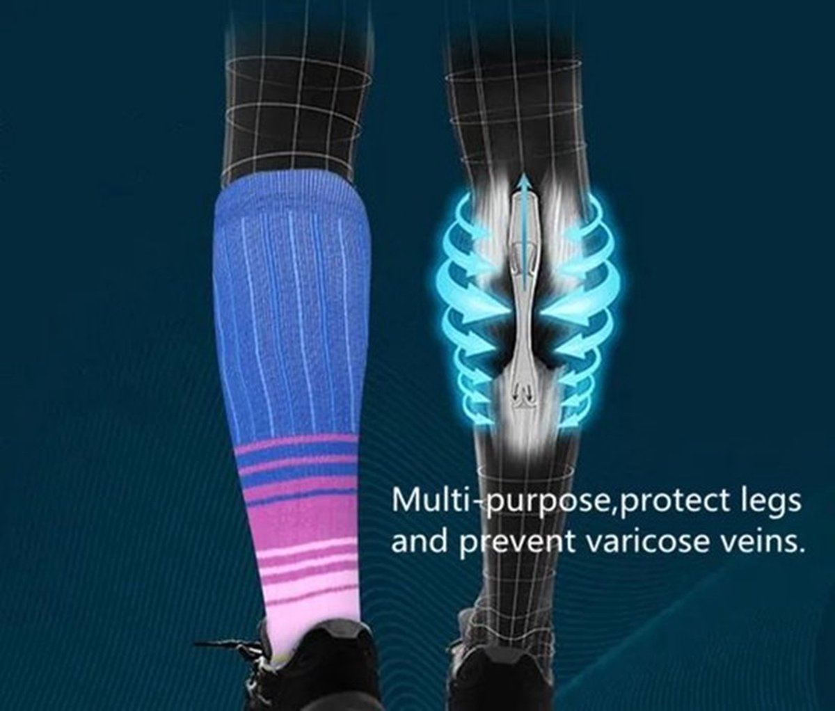 4 Pairs of Compression Stockings with Zipper | Compression Socks | Support Stockings | Airplane Socks | Anti-Fatigue | Size L/XL (40-45) | Black