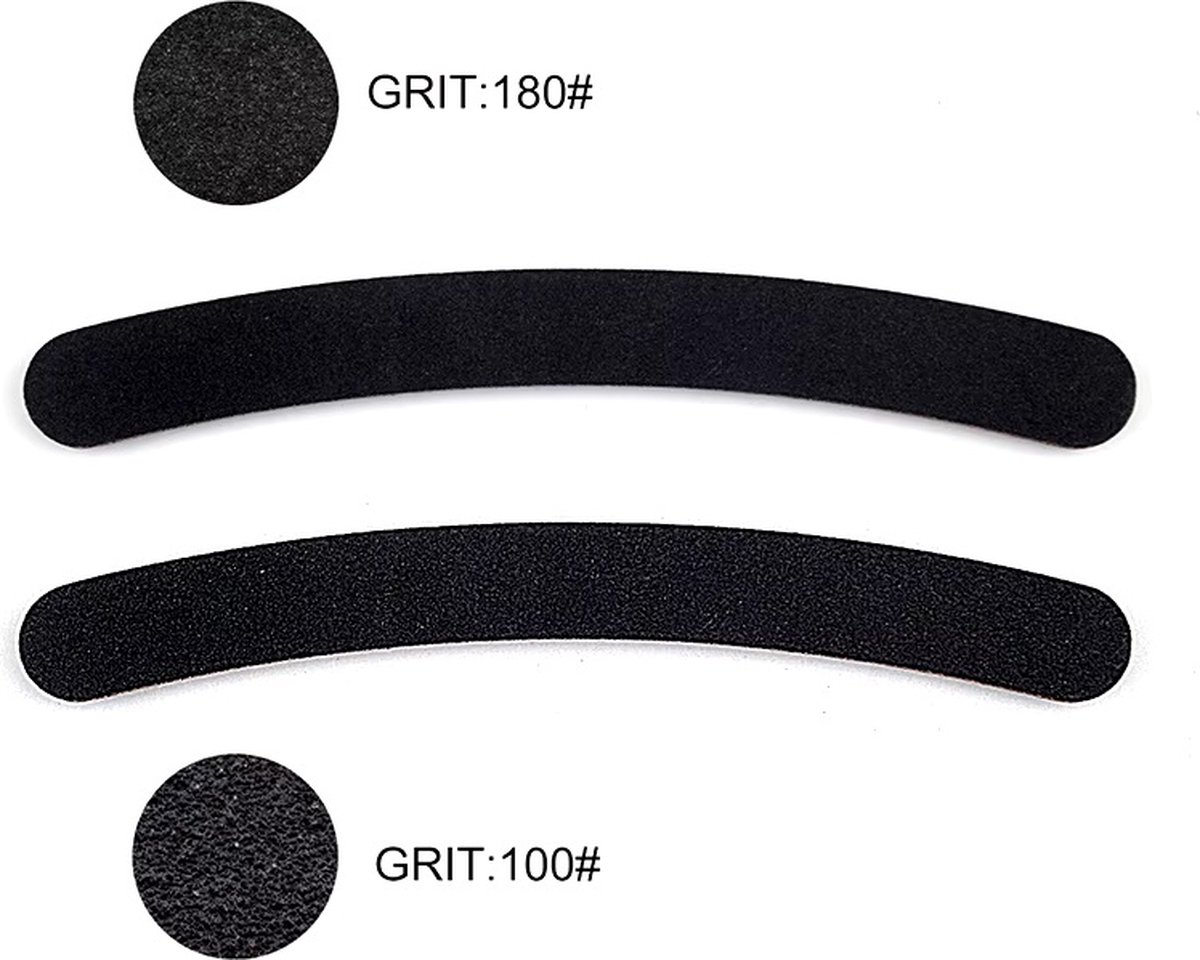 5x Boomerang Files 100/180 Grit | Curved Nail Buffer | Nail File | Polishing Block | Nail Polishing Block | Buffer Block | Nail Buffer | 17 x 2 Cm | Black