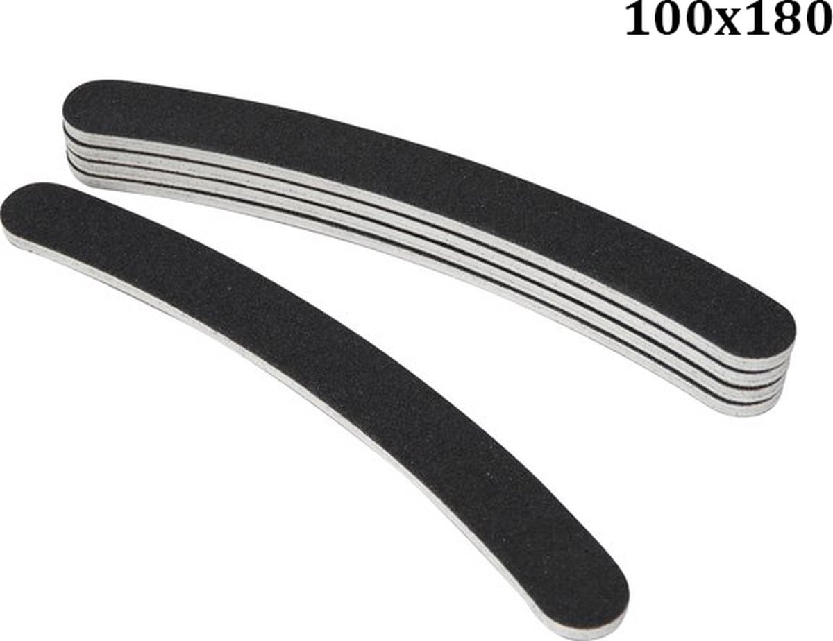 5x Boomerang Files 100/180 Grit | Curved Nail Buffer | Nail File | Polishing Block | Nail Polishing Block | Buffer Block | Nail Buffer | 17 x 2 Cm | Black