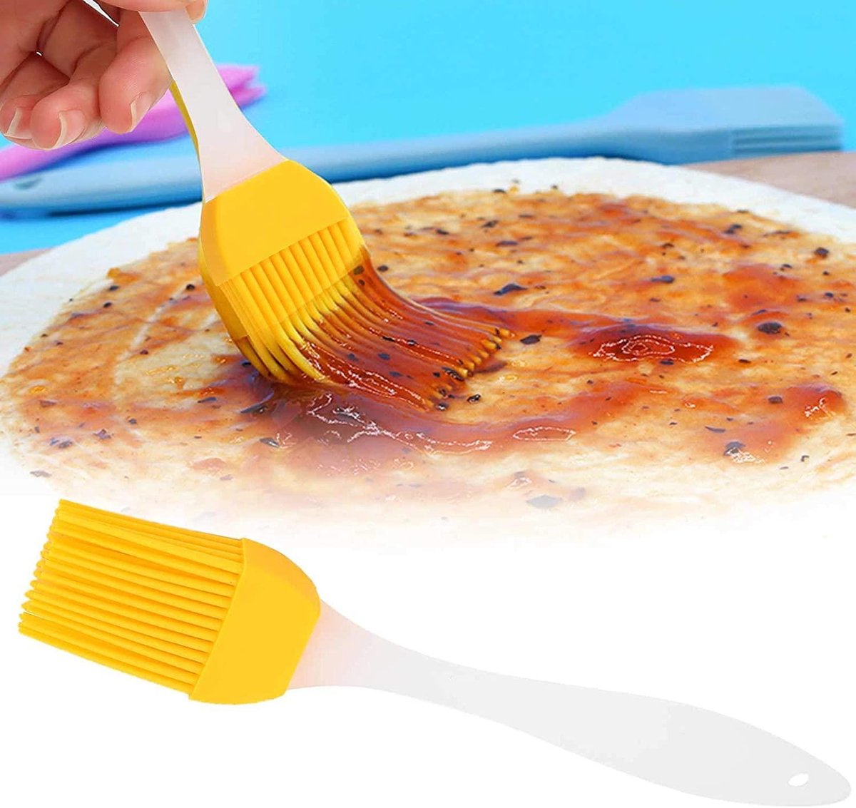 Silicone Baking Brush - Grease Brush - Baking Brush - Marinade - BBQ - Yellow / White