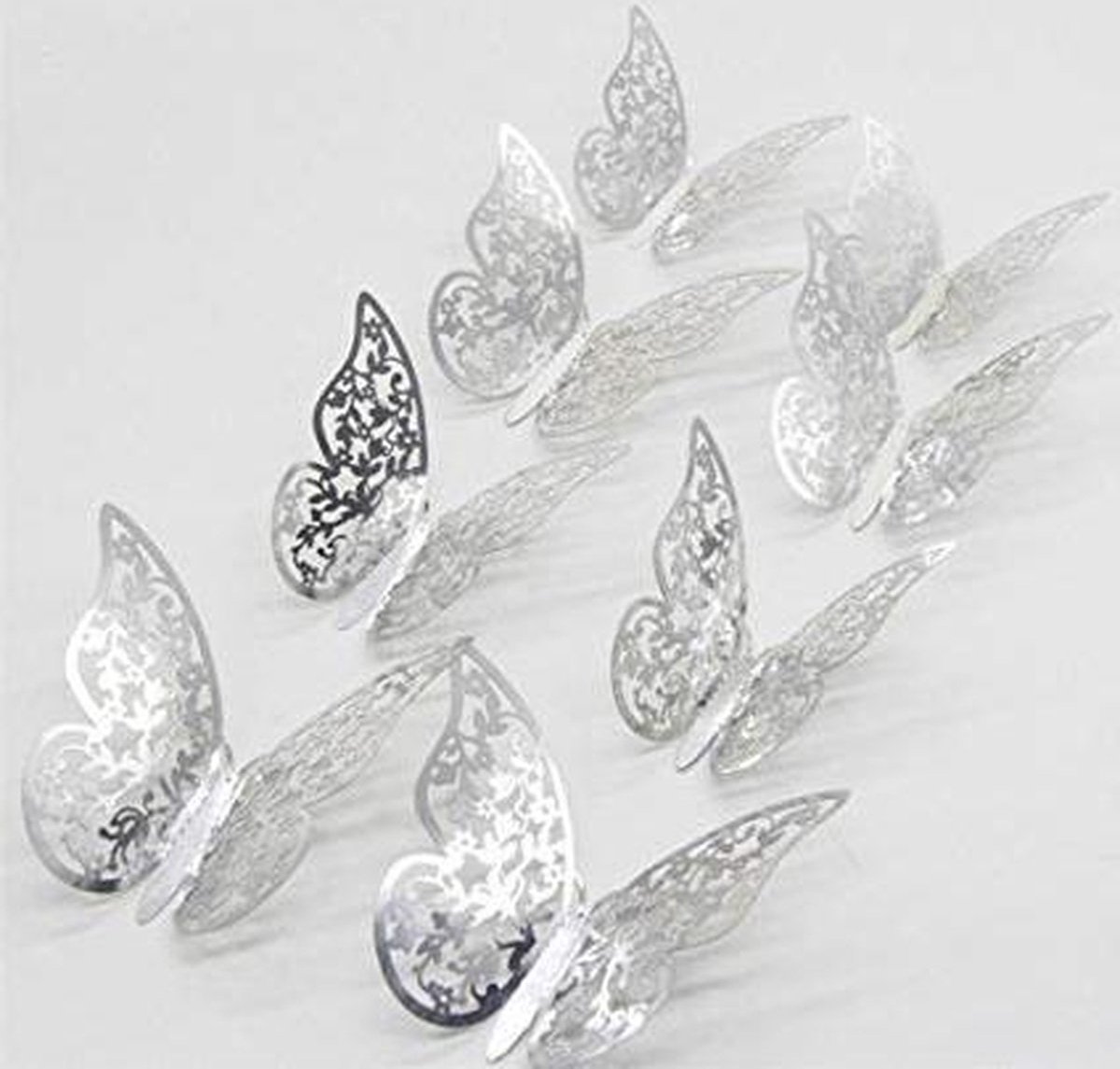 3D Wall Decoration Butterflies 12 Pieces | Wall Butterflies | Butterfly Wall Stickers | Solid Wall Stickers | Silver
