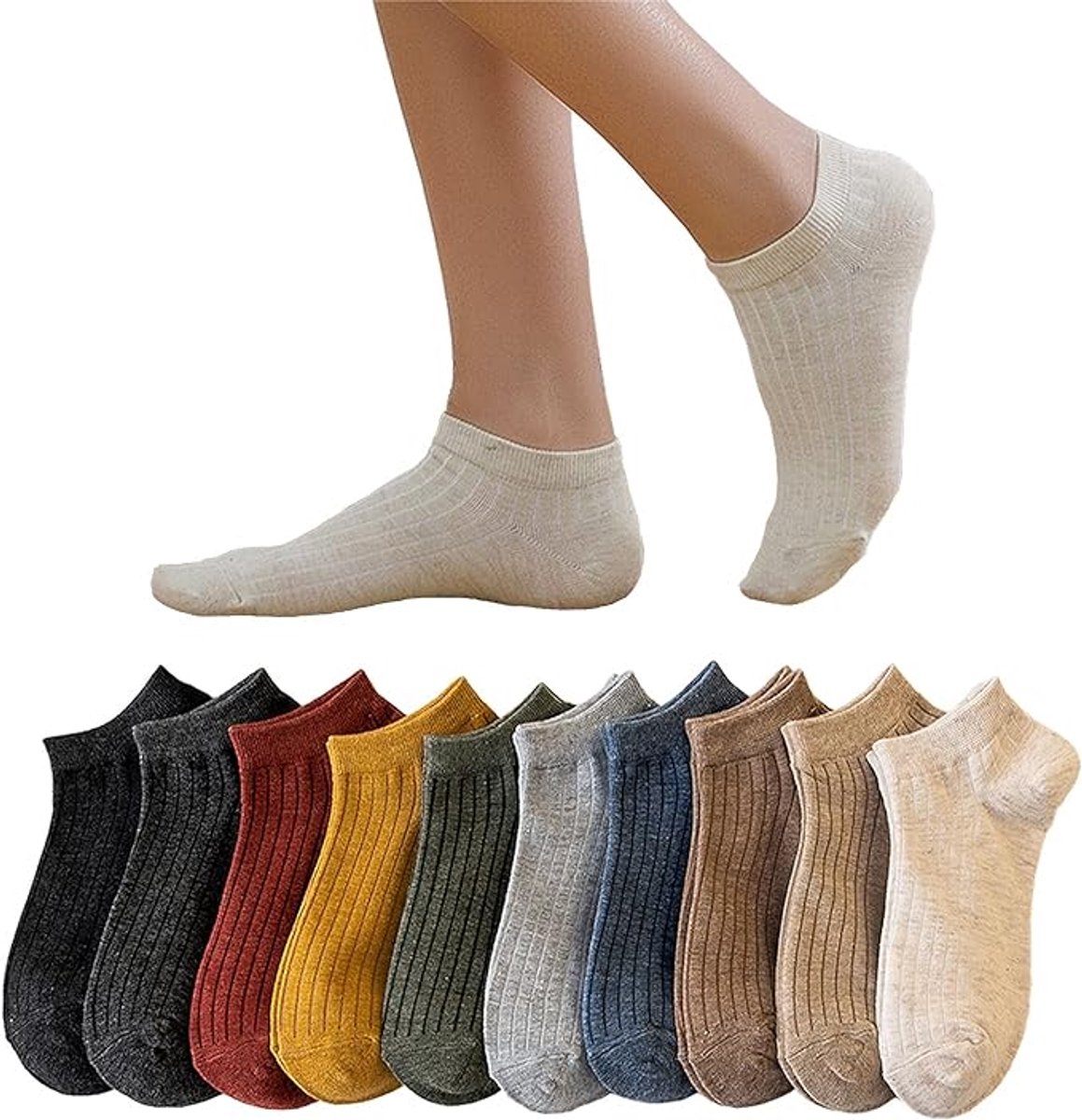 10 pairs of women's sports socks - cotton ankle socks - low socks for women - invisible socks
