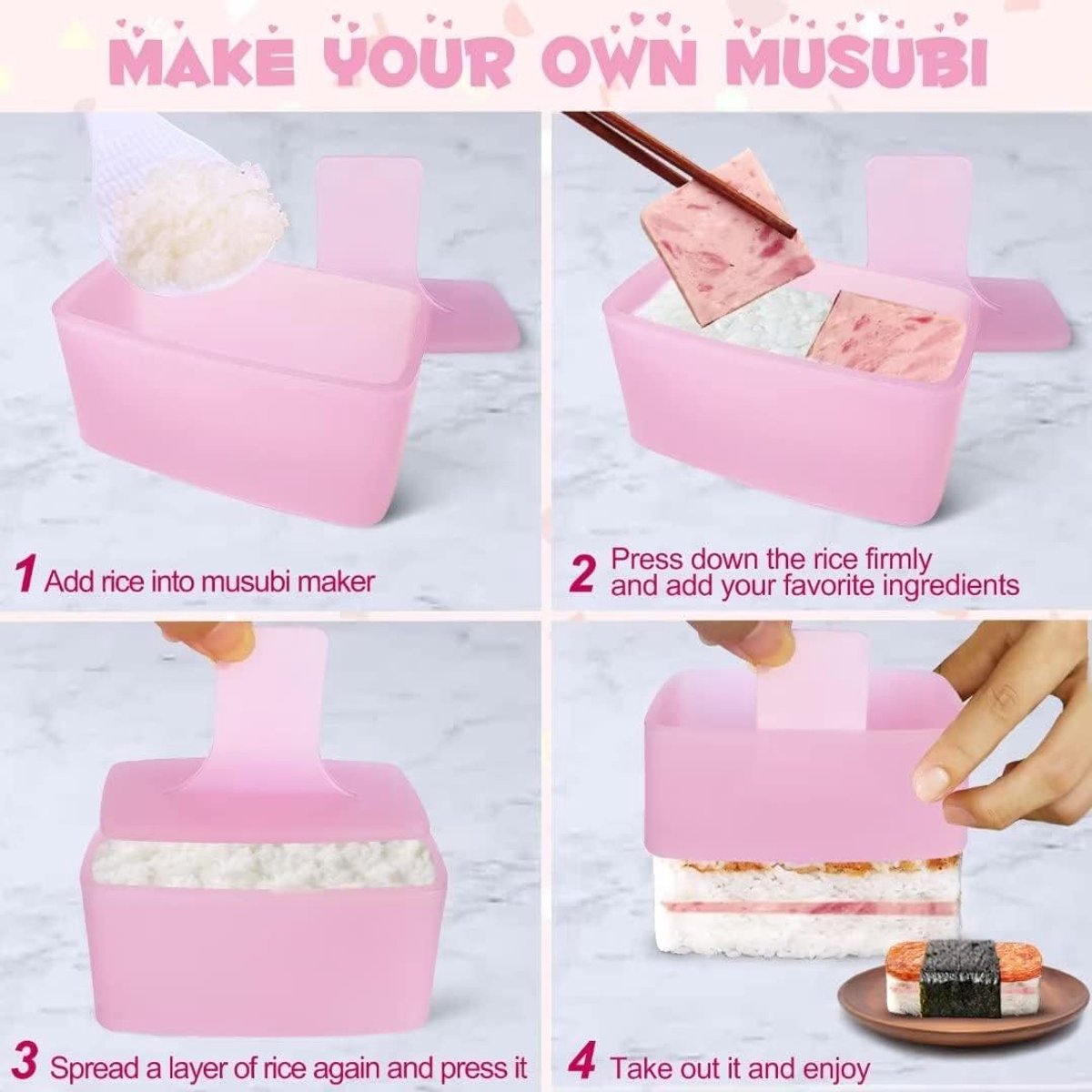 Onigiri mold - 3-pack Musubi press maker Triangular rice ball mold maker - Kids' lunch Bento and DIY at home