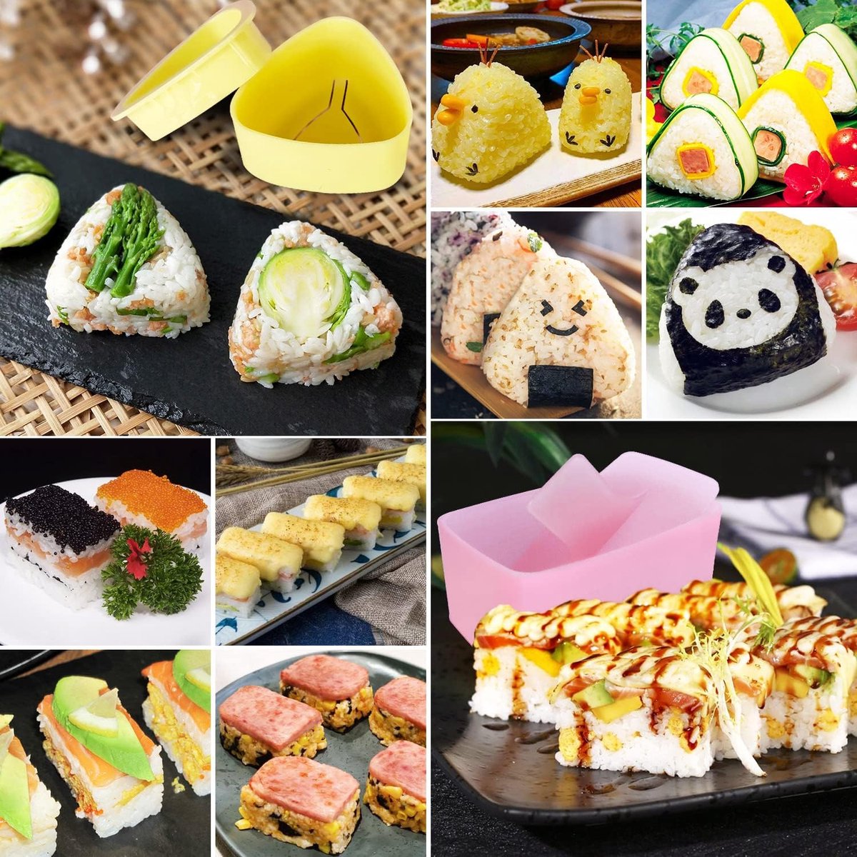 Onigiri mold - 3-pack Musubi press maker Triangular rice ball mold maker - Kids' lunch Bento and DIY at home
