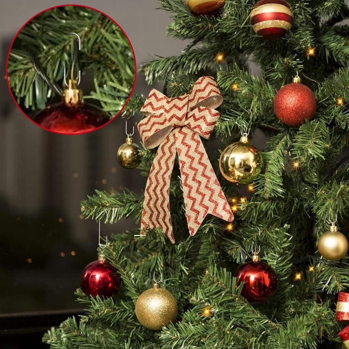 100 pieces Christmas decoration hooks - ornament hangers, Christmas hooks for ornaments - small metal wire ornament hooks hangers anchors - for Christmas tree decorations - silver