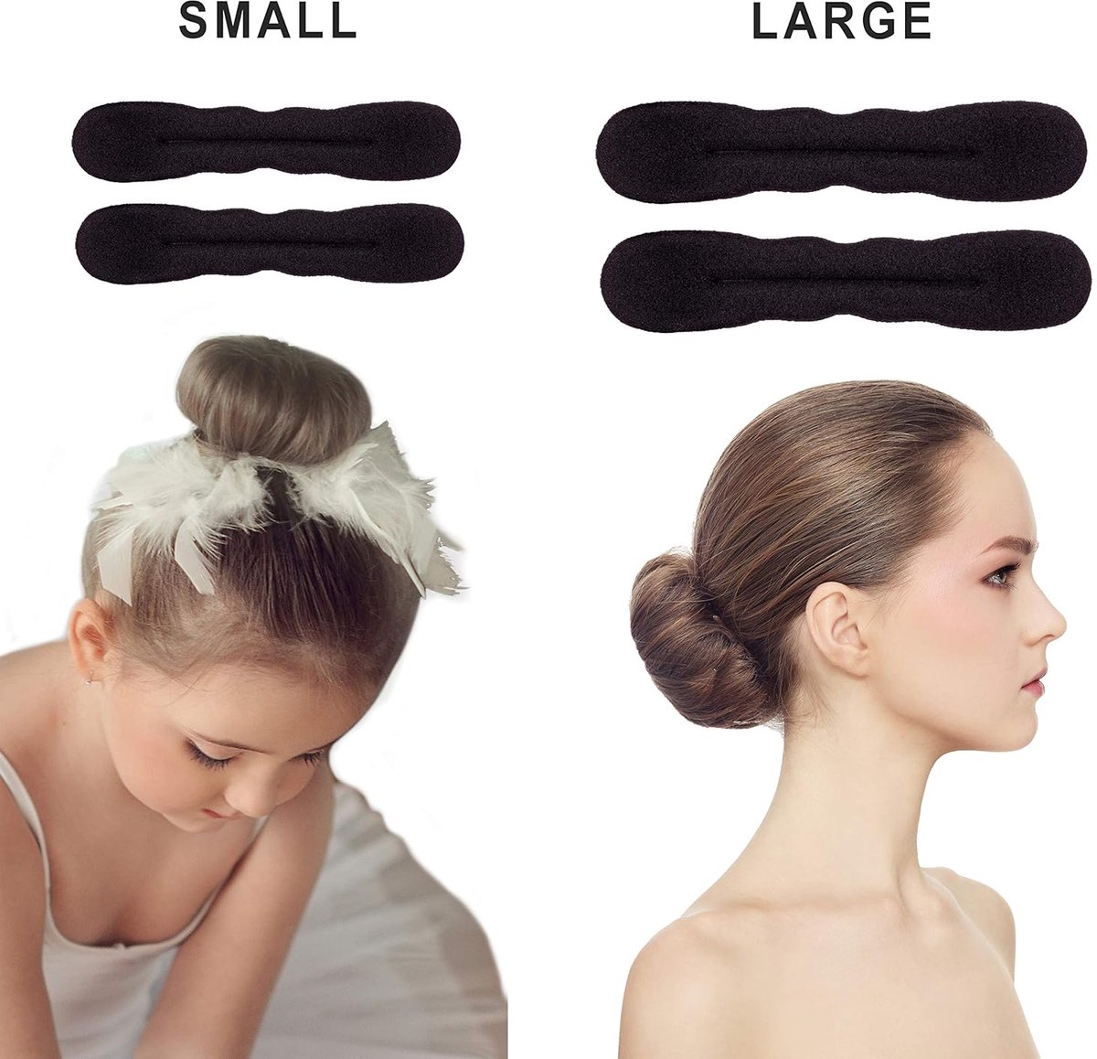 Magic Foam Mushrooms 4-piece – Black, for hairstyles (2 small/2 large)