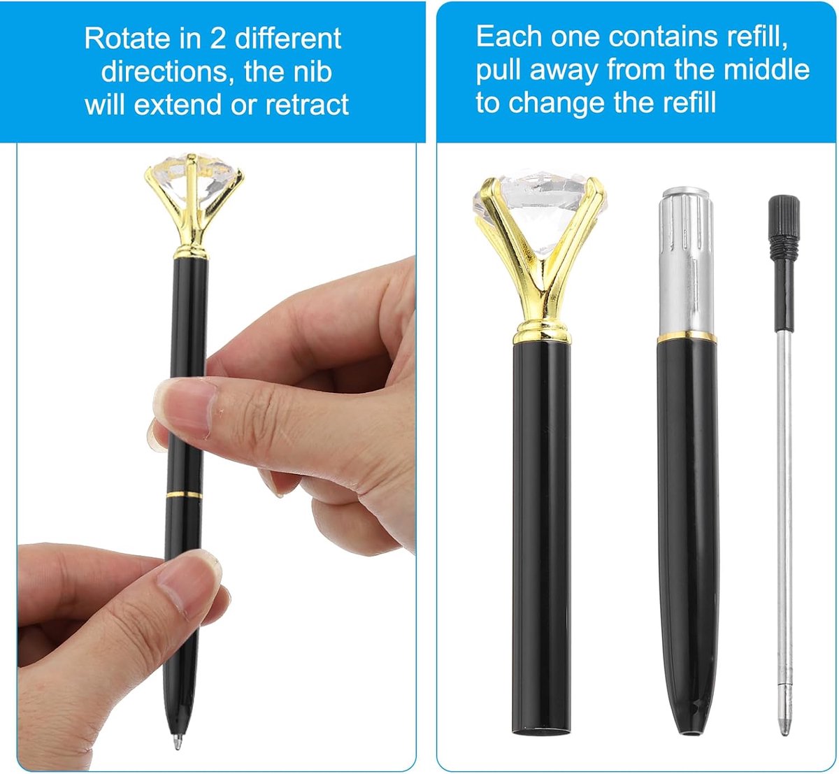 Ballpoint pen - 20 pieces - Metal casing - Black ink - Suitable for weddings, office occasions, etc. - Black
