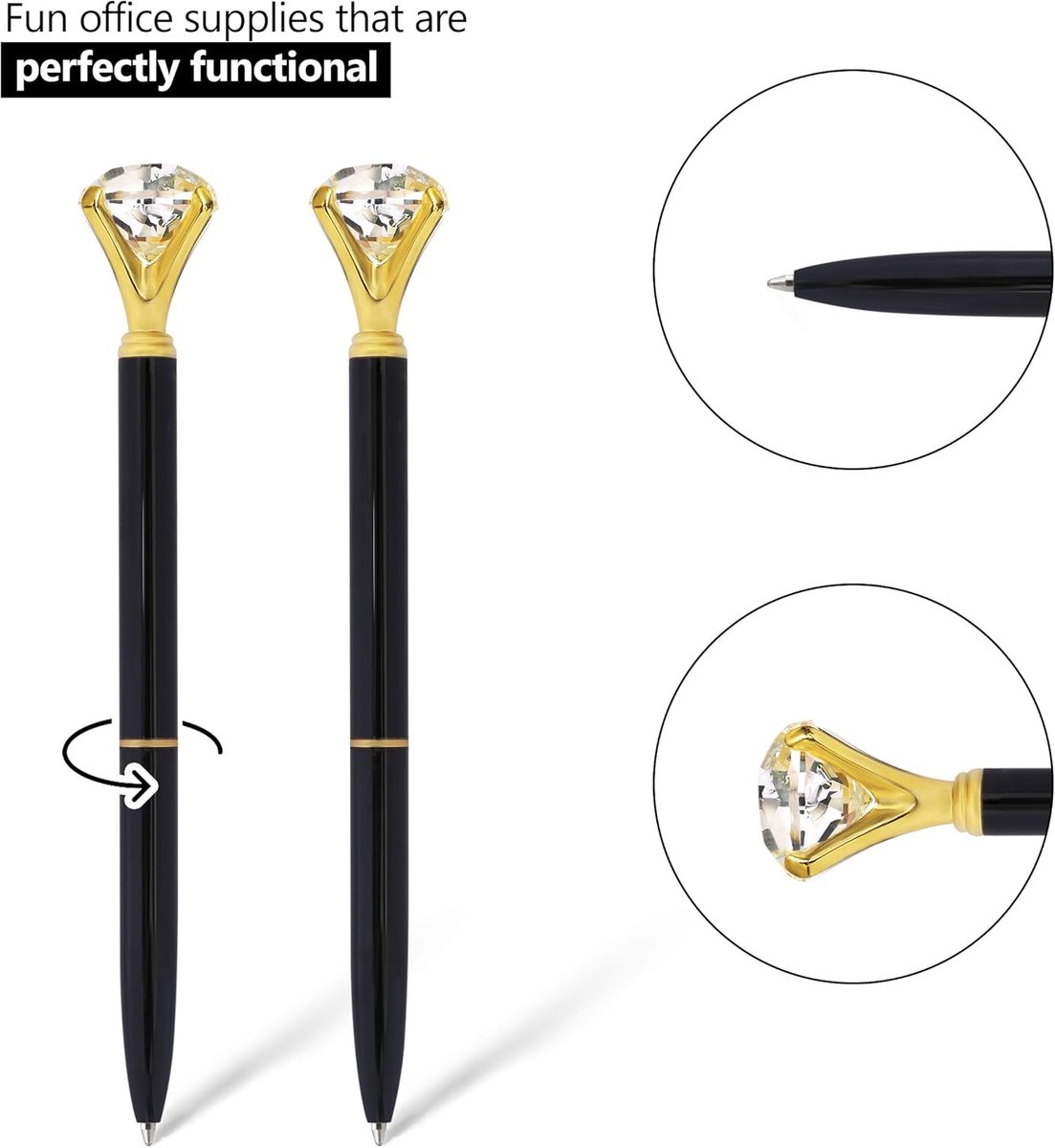Ballpoint pen - 20 pieces - Metal casing - Black ink - Suitable for weddings, office occasions, etc. - Black