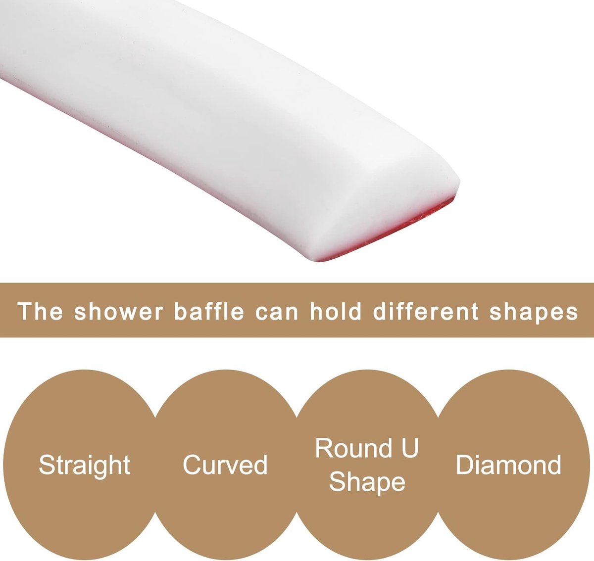 Shower Strip - Water Stopper - Shower Door Seal - Shower Threshold Leak Strip - 2.8*100cm - White - Self-Adhesive - Shower Threshold - Anti-water strip - for kitchen countertop, hob, bathtub