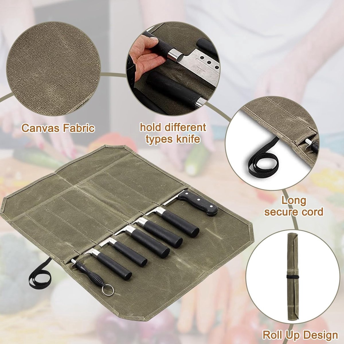 Chef Tools Protector - Roll Case Knife Folder - Cookware - Chef's Fashion - Knife Folder - Knife Bag - Storage Bag - Knife Set Storage Bag - Knife Case for 12 Knives - Kitchen Set - Chef Knife Roll Bag - Portable Knife Bag - Knives Not Included!
