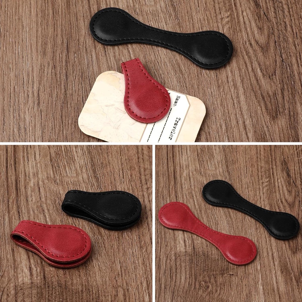 Bookmarks - 2 Pieces - Bookmark - Bookmark - Book Accessories - Page Holder - Page Holder - Magnetic Bookmark - For Both Boys And Girls - For Books/Stationery - Children - Leather - Black And Red