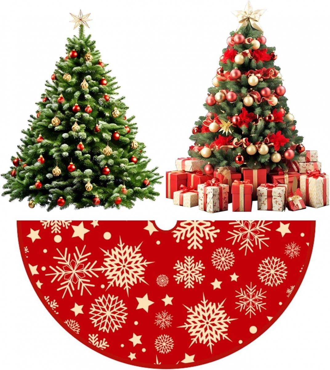 Christmas tree skirt snowflake pattern 90 cm polyester