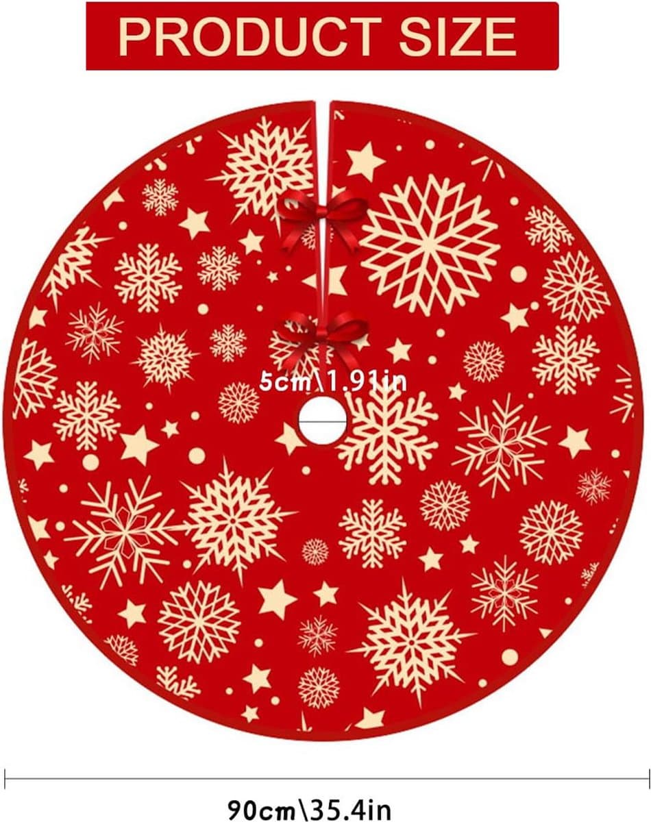 Christmas tree skirt snowflake pattern 90 cm polyester