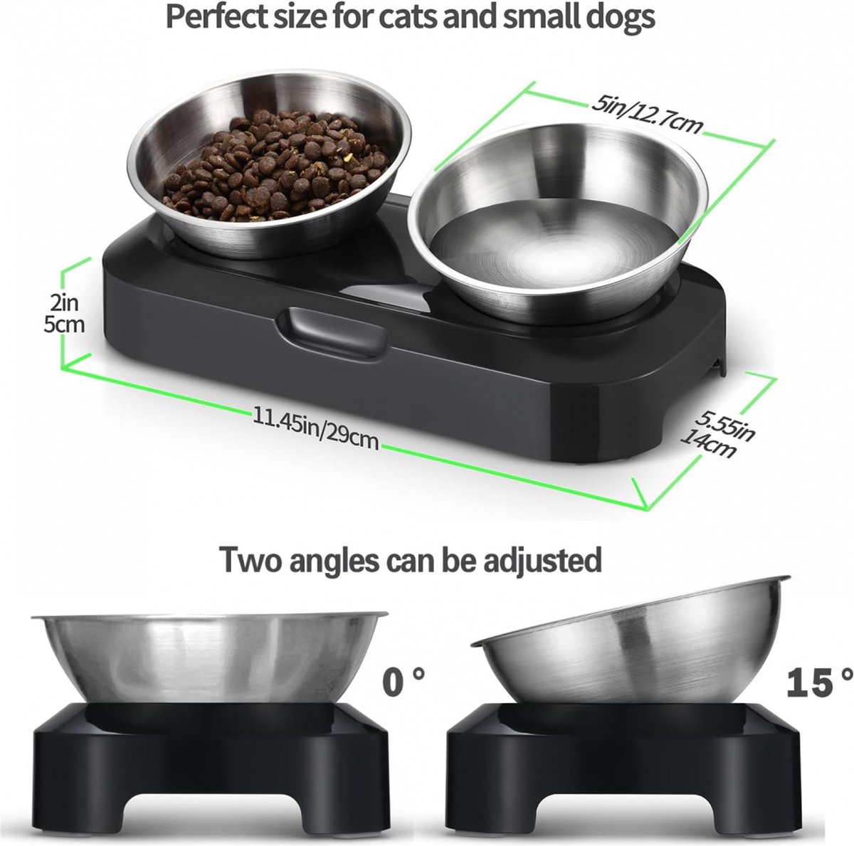 Pet Water & Food Set - 2 Pieces - BPA-Free - Dog Food Bowl - Cat Food Bowl - With Stand - Cat Food Bowls - Drinking Bowl - Double Food and Drinking Bowl - 2 in 1 Pet Bowl - Dog and Cat - Bowls Are Dishwasher Safe