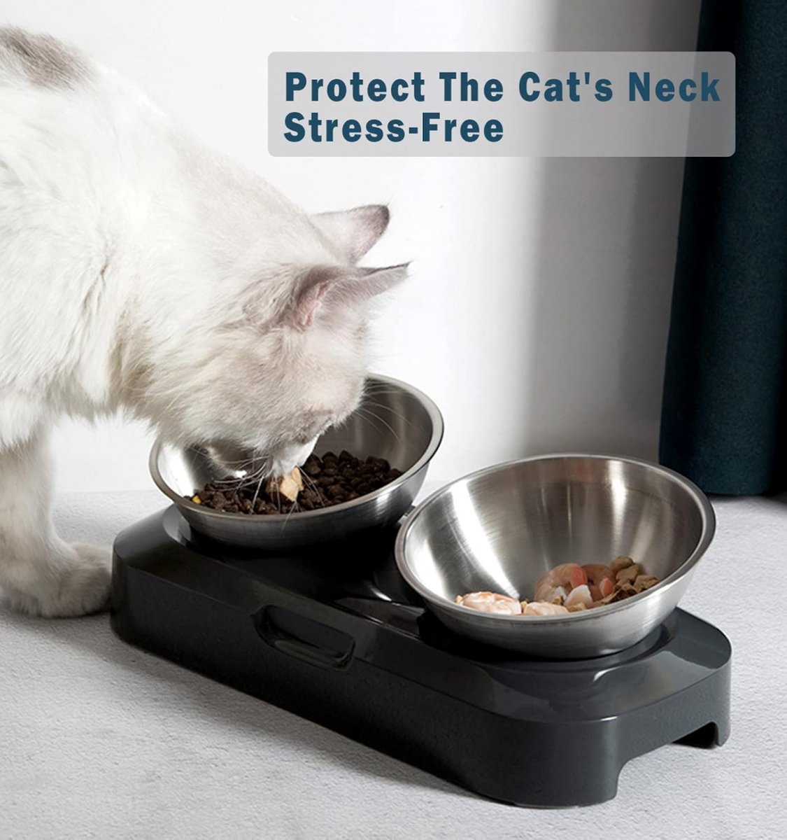 Pet Water & Food Set - 2 Pieces - BPA-Free - Dog Food Bowl - Cat Food Bowl - With Stand - Cat Food Bowls - Drinking Bowl - Double Food and Drinking Bowl - 2 in 1 Pet Bowl - Dog and Cat - Bowls Are Dishwasher Safe