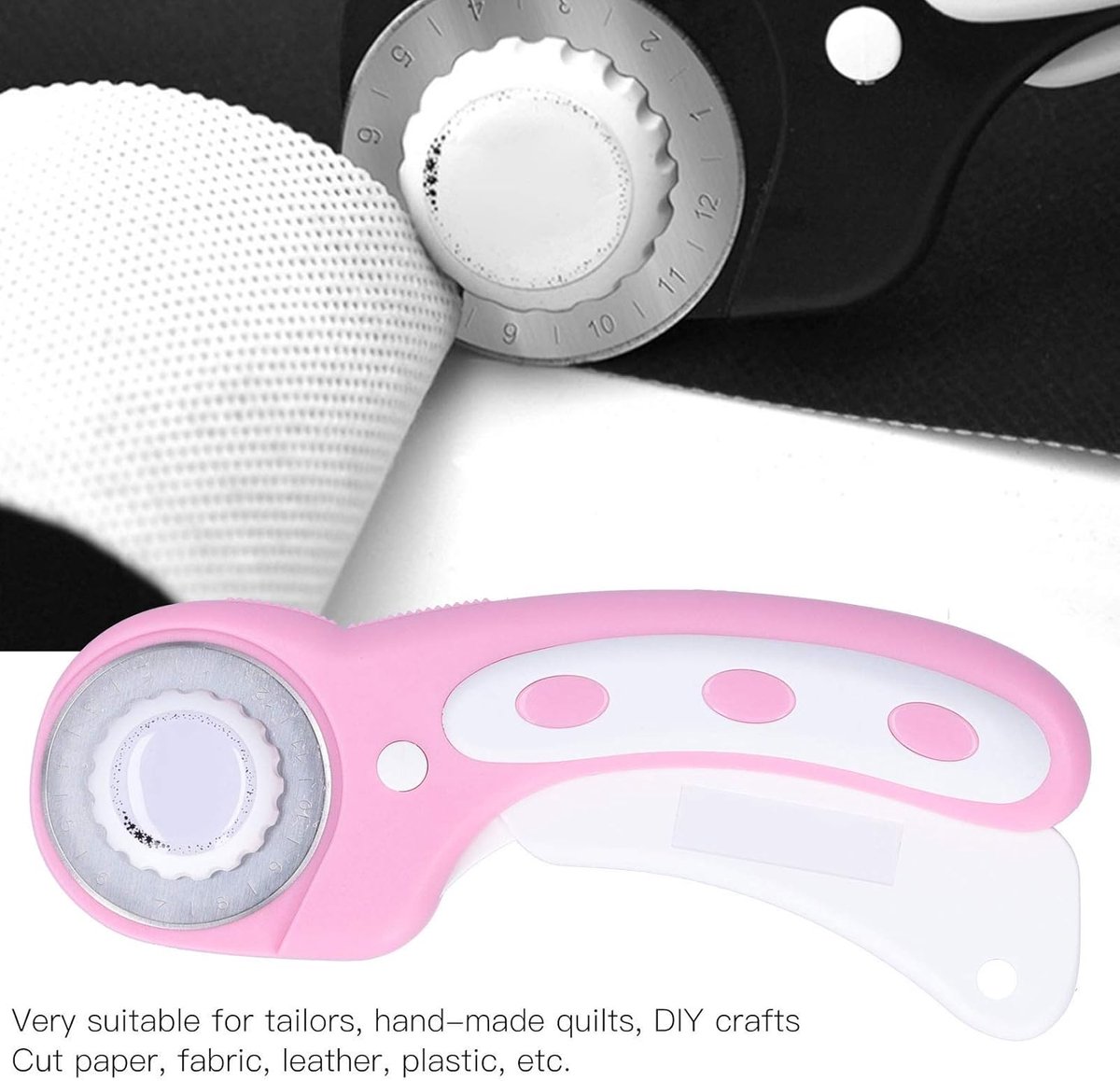 Professional Rotary Cutter - Luxury High Quality Tailor's Scissors - Fabric Scissors - Leather Cutter - Cutter - Fabric Cutter - Rotary Blade - for cutting fabric / leather / plastic / paper - fabric pink
