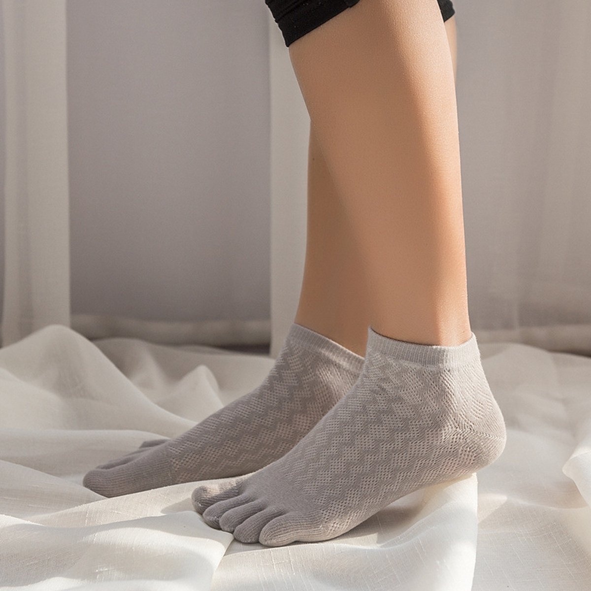 Toe Socks - Women's - Toe Socks - 6 Pairs - Cotton - Yoga Socks - Smooth Toe Seam - No Annoying Seams - Toe Socks - Toesocks - Ladies - Runner Toe Socks - Yoga Socks - Antibacterial - Breathable - Elasticity - Comfortable Socks