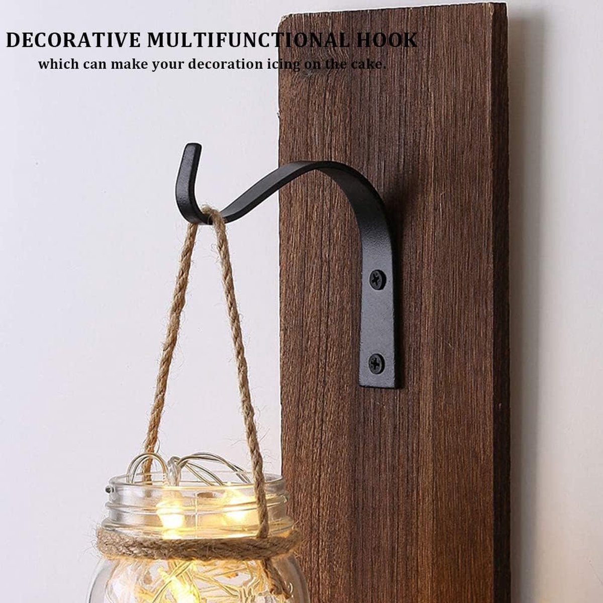 Metal Plant Hook - 4 Pieces - Flowerpot Hook - Wall Hook for Plants - Hanging Basket Wall Hook - Wall Decoration - Incl. Screws - Indoor or Outdoor - Hanger for Plants or Decoration - Lantern Hook - Garden Hook - for Plantpots - White