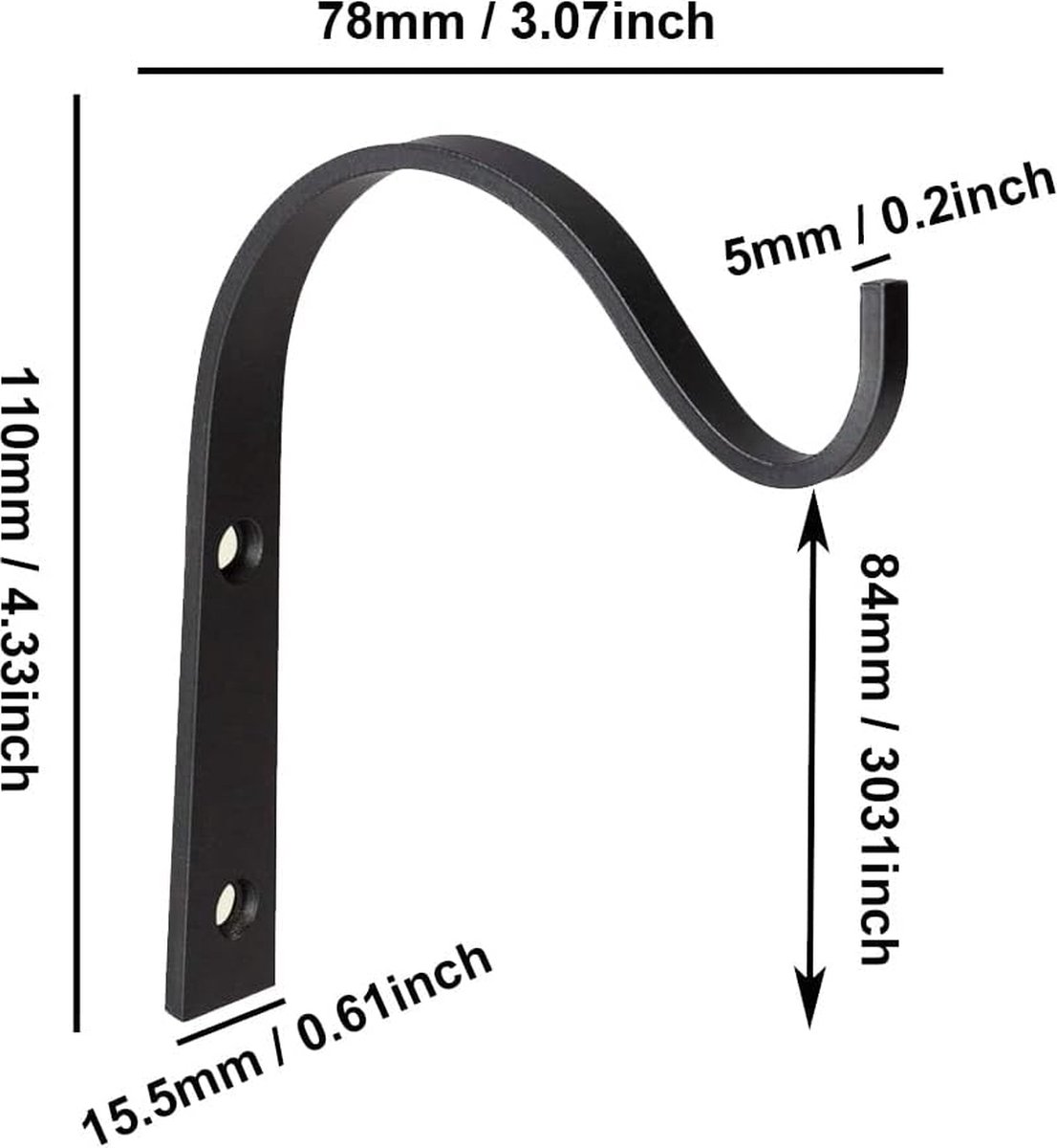 Metal Plant Hook - 4 Pieces - Flowerpot Hook - Wall Hook for Plants - Hanging Basket Wall Hook - Wall Decoration - Incl. Screws - Indoor or Outdoor - Hanger for Plants or Decoration - Lantern Hook - Garden Hook - for Plantpots - White
