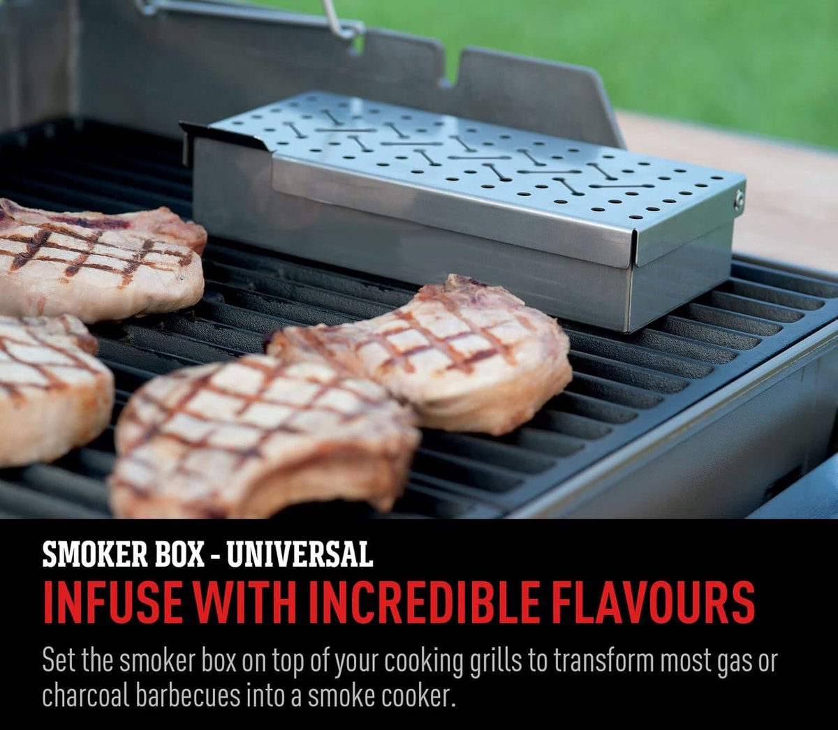 Smoker box - Smoker box - Smoker boxes - Smoker container - Smoker box - Smoke - Barbecue - BBQ - Barbecue accessories - Add Unique Smoke Flavors with Applewood, Oak, Cherry, Hickory, and Mesquite