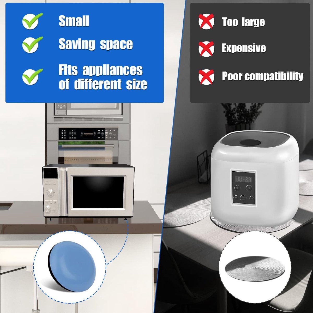 24 Piece Appliance Sliders - Furniture Protection - 19mm - Appliance Slider - Kitchen Appliance Sliders for Countertop Easy to Move and Space-Saving - Anti-Scratch - For Coffee Machines, Air Fryer, Pressure Cookers, Deep Fryer