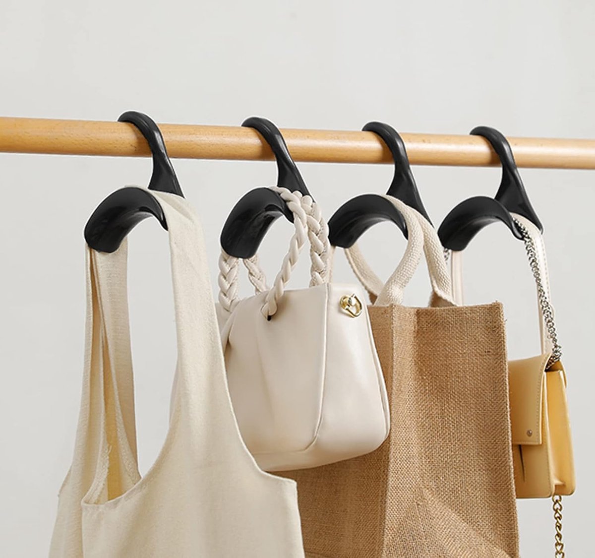 Bag Hanger - 6 Pieces Handbag Hooks for Wardrobe - Hangers - Handbag - Clothes Hanger - Bags - Handbag Hanger - Handbag Hanger for Closet - For Hanging Bags, Wallets, Handbags, Belts, Scarves, Hats, Clothing - Black