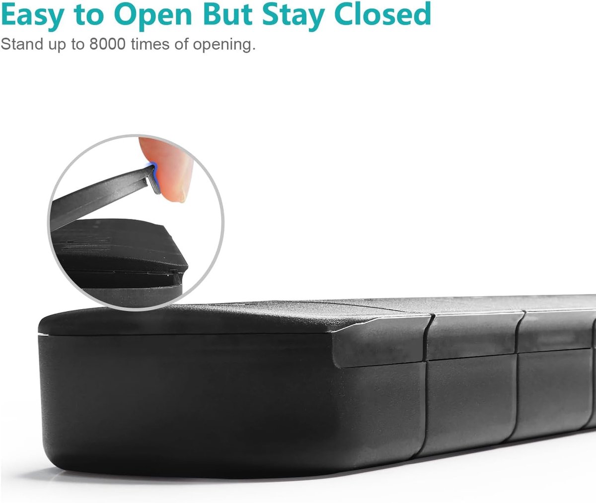 7-Day Pill Box - Portable Medicine Box - Weekly Pill Organizer - Once-a-Day Pill Box - Pill Containers - Travel-Friendly - For Medicines, Vitamins, Fish Oil Supplements - Black
