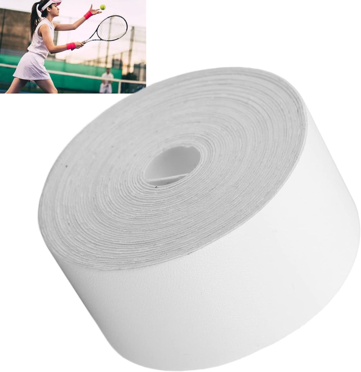 Tennis - Professional Tennis Racket Head Protection Tape - Thickened Racket Protection Tape - Frame Protector - Racket Accessories - Soft - Prevent paint from peeling - Universal - for Tennis/ Badminton/ Squash - 3.5cm x 5m - White