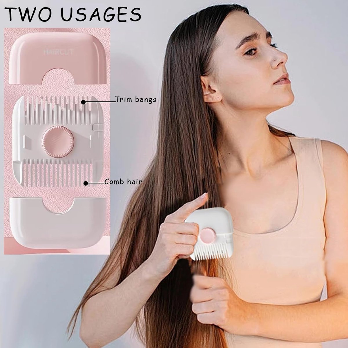 Split End Trimmer - Split End Remover - 2-In-1 Hair Clipper - Hair Clipper - Hair Clipper - Hair Trimmer - Hair Remover - Hair Styling Devices - For Head Hair - For Men and Women - Mini - Portable - Pink