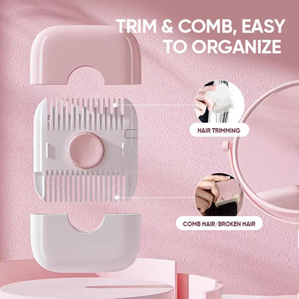 Split End Trimmer - Split End Remover - 2-In-1 Hair Clipper - Hair Clipper - Hair Clipper - Hair Trimmer - Hair Remover - Hair Styling Devices - For Head Hair - For Men and Women - Mini - Portable - Pink