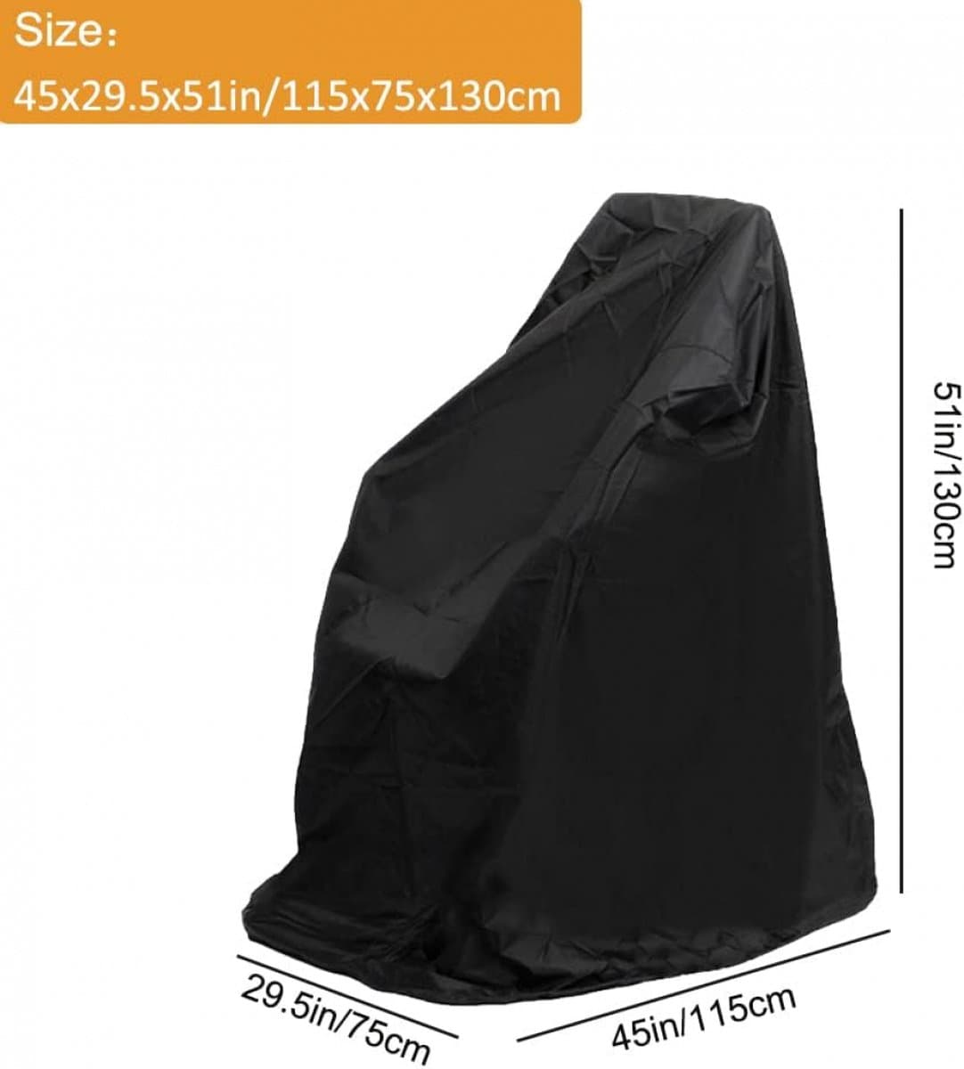Wheelchair Cover Waterproof Universal Size 130 x 115 x 75 Cm Black with Drawstring