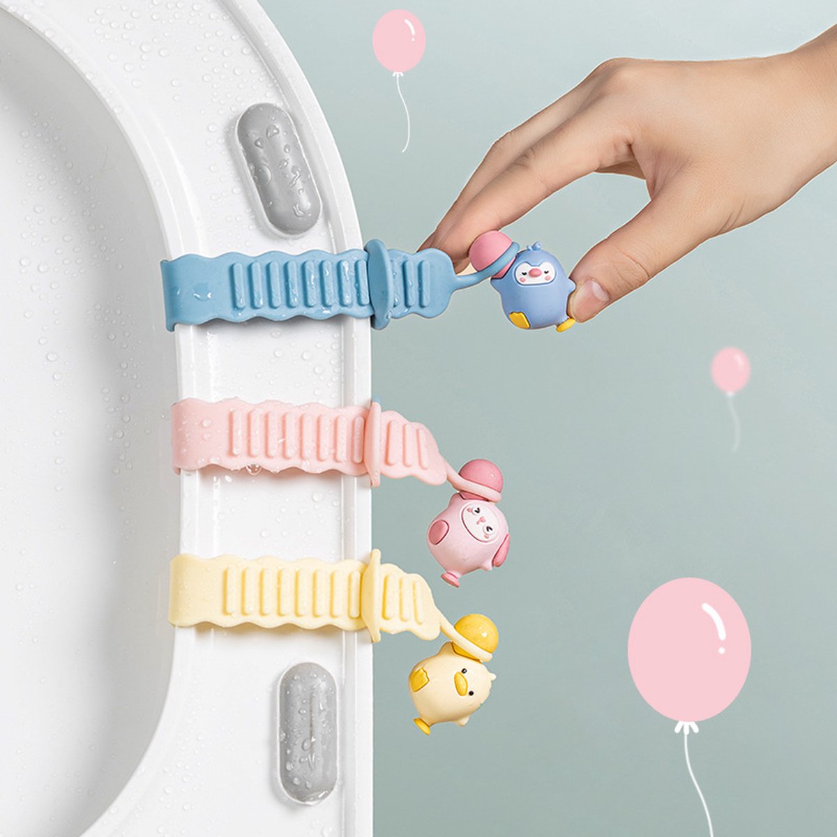 Toilet Seat Lifter Rings - 3 Pieces - Toilet Seat Lifter - Toilet Seat Lifting Device Touch - Toilet Lid Handle - Toilet Bowl Seat Lifter - Toilet Accessories - Hygienic Toilet Seat Lifting - Lid Handle - Multifunctional - Silicone - Hygienic