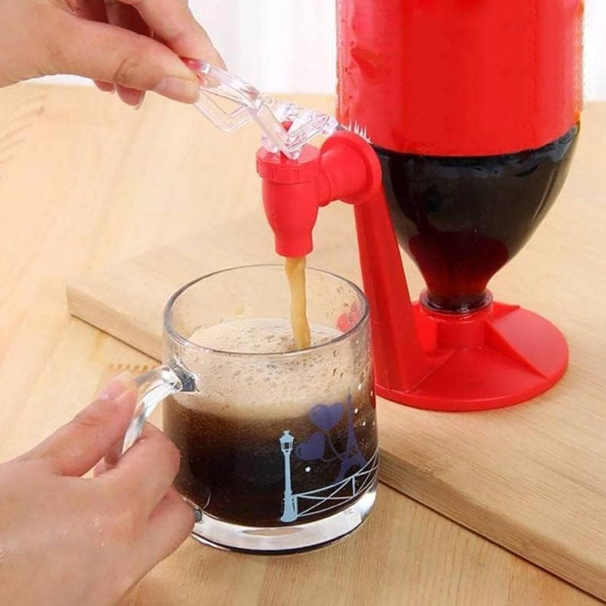Beverage Vending Machine - 2 Pieces - Beverage Dispenser - Drink and Shot Dispenser - Upside-Down Drink Bottle Drinker - Beverage Dispenser - Tapping - Perfect For Summer Parties And BBQ - Plastic - Red
