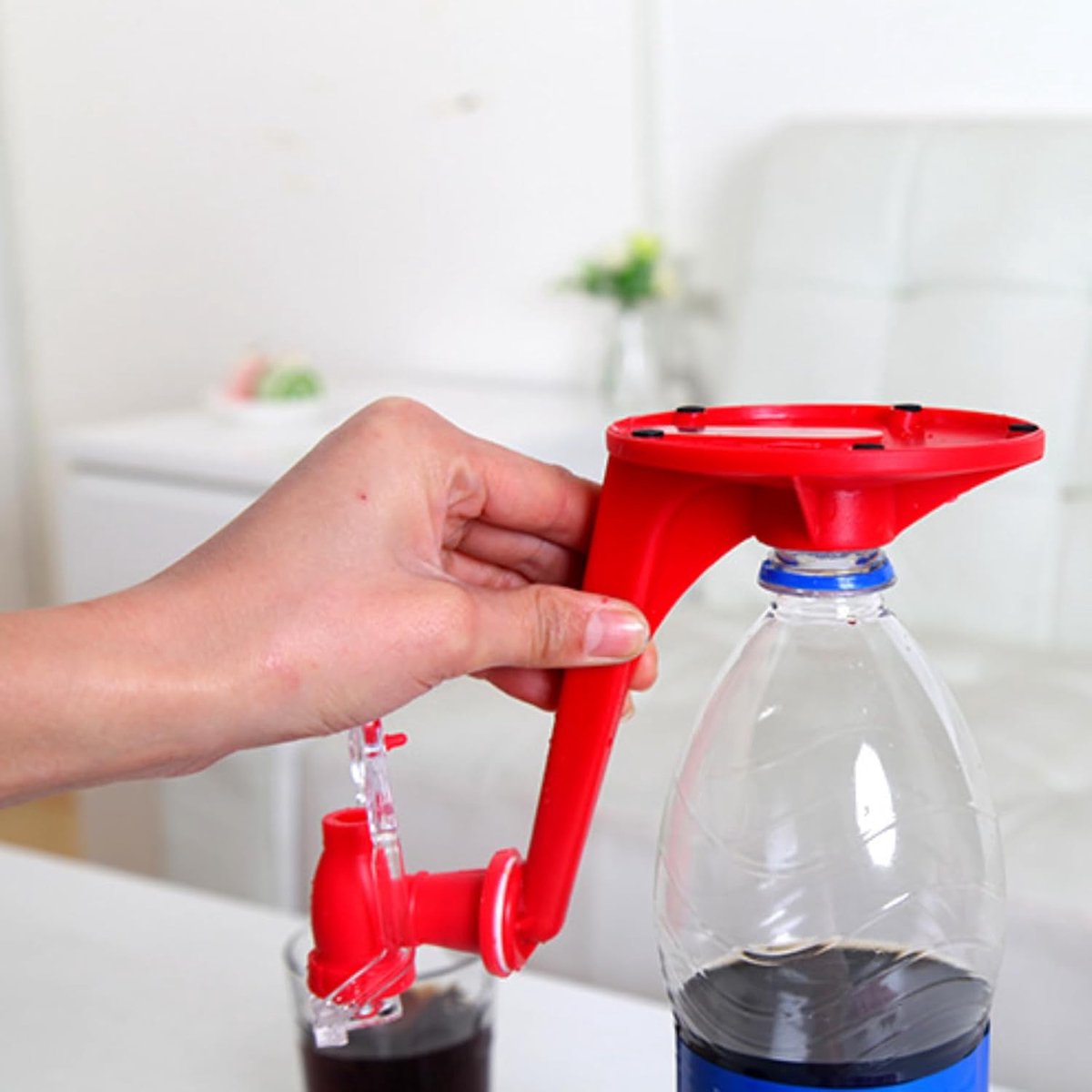 Beverage Vending Machine - 2 Pieces - Beverage Dispenser - Drink and Shot Dispenser - Upside-Down Drink Bottle Drinker - Beverage Dispenser - Tapping - Perfect For Summer Parties And BBQ - Plastic - Red