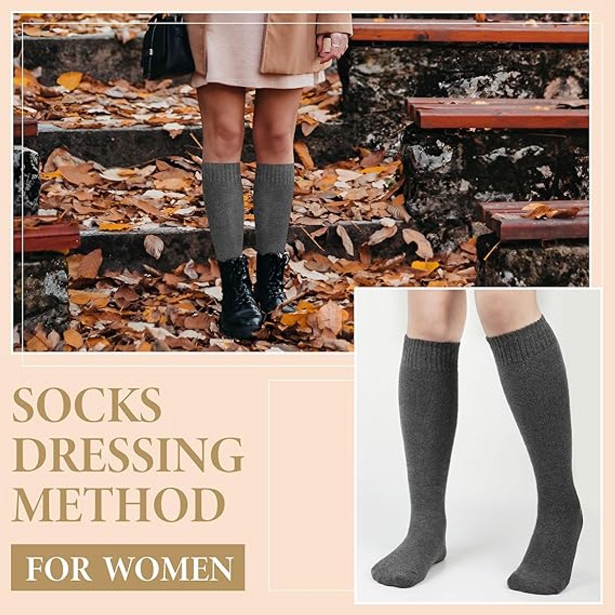 5 Pairs of Knee Socks - Socks - Winter Knee Socks Warm Long Boots - Women's Winter Knitted Overknee Socks - Soft Knitted Thermal Cotton Long Socks - Women's Warm Socks - Warm Knee Socks