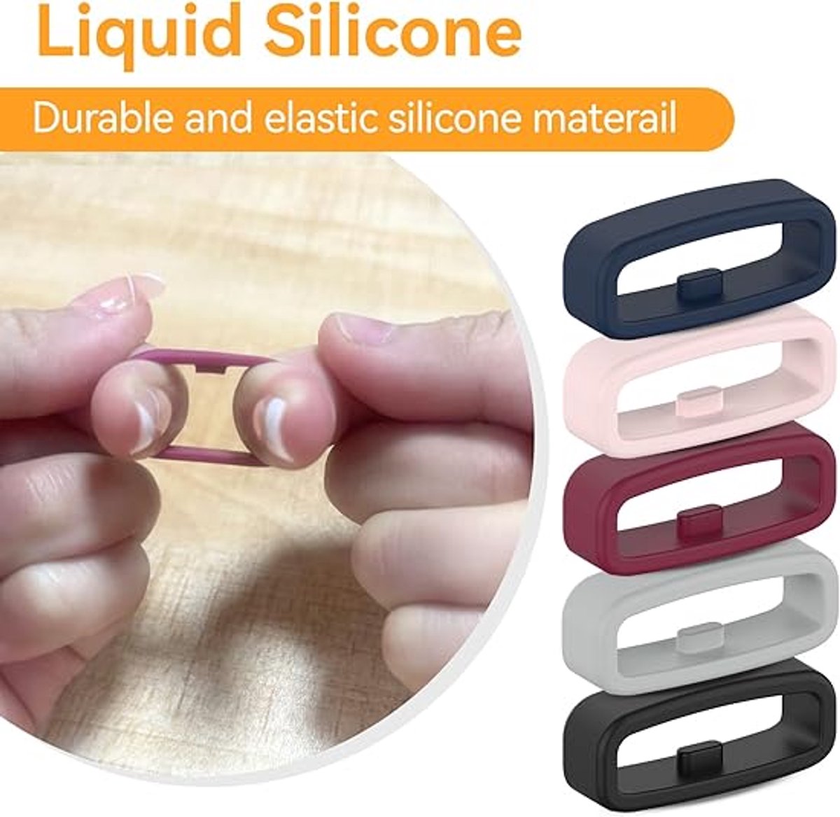6x Watch strap loop - Safety ring holder - Anti-slip silicone ring - Suitable for 20mm Smartwatch Strap (Universal) loop strap