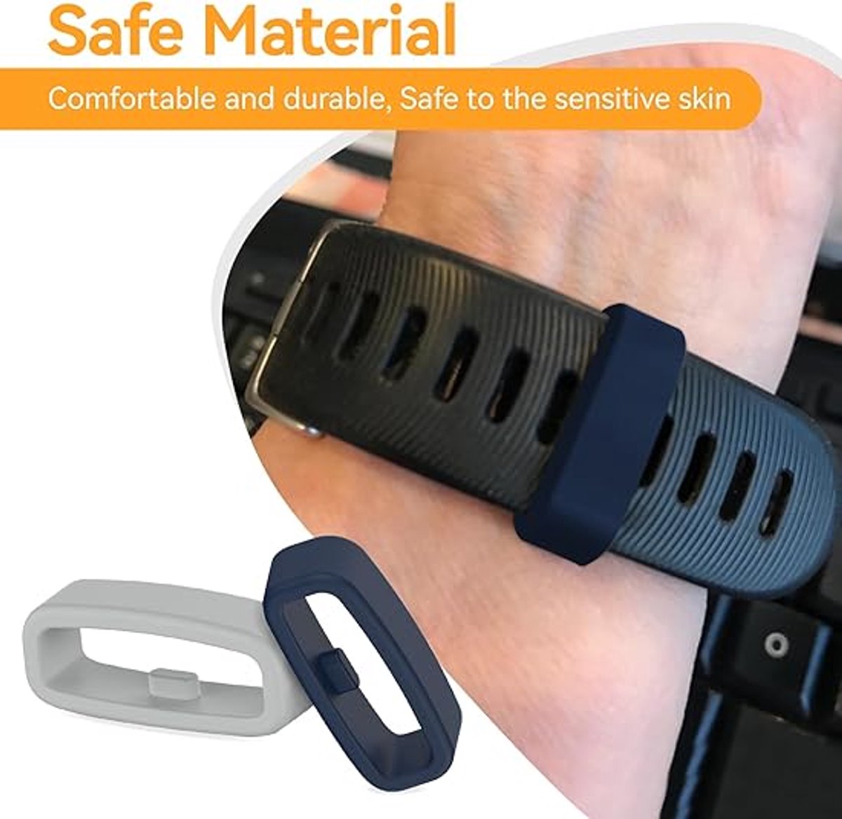 6x Watch strap loop - Safety ring holder - Anti-slip silicone ring - Suitable for 20mm Smartwatch Strap (Universal) loop strap
