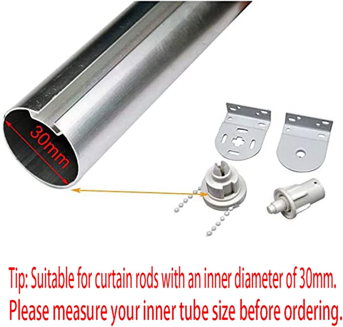 32mm - Roller Blind Coupling Replacement Spare Parts - Roller Blind Repair Kit - Roller Blind System - spare parts for roller blind couplings - window decoration accessories - roller blind fittings - with bead chain, screws - white