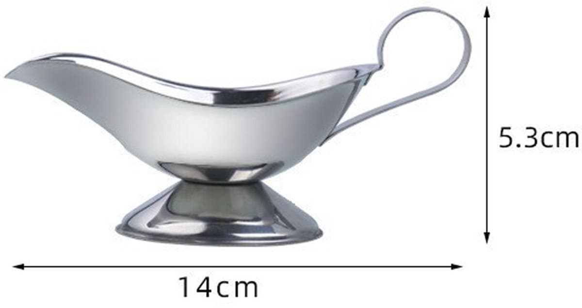 Gravy Boat Sauce Boat Stainless Steel with Pouring Spout and Handle 14x6x5.3cm Silver 2 Piece
