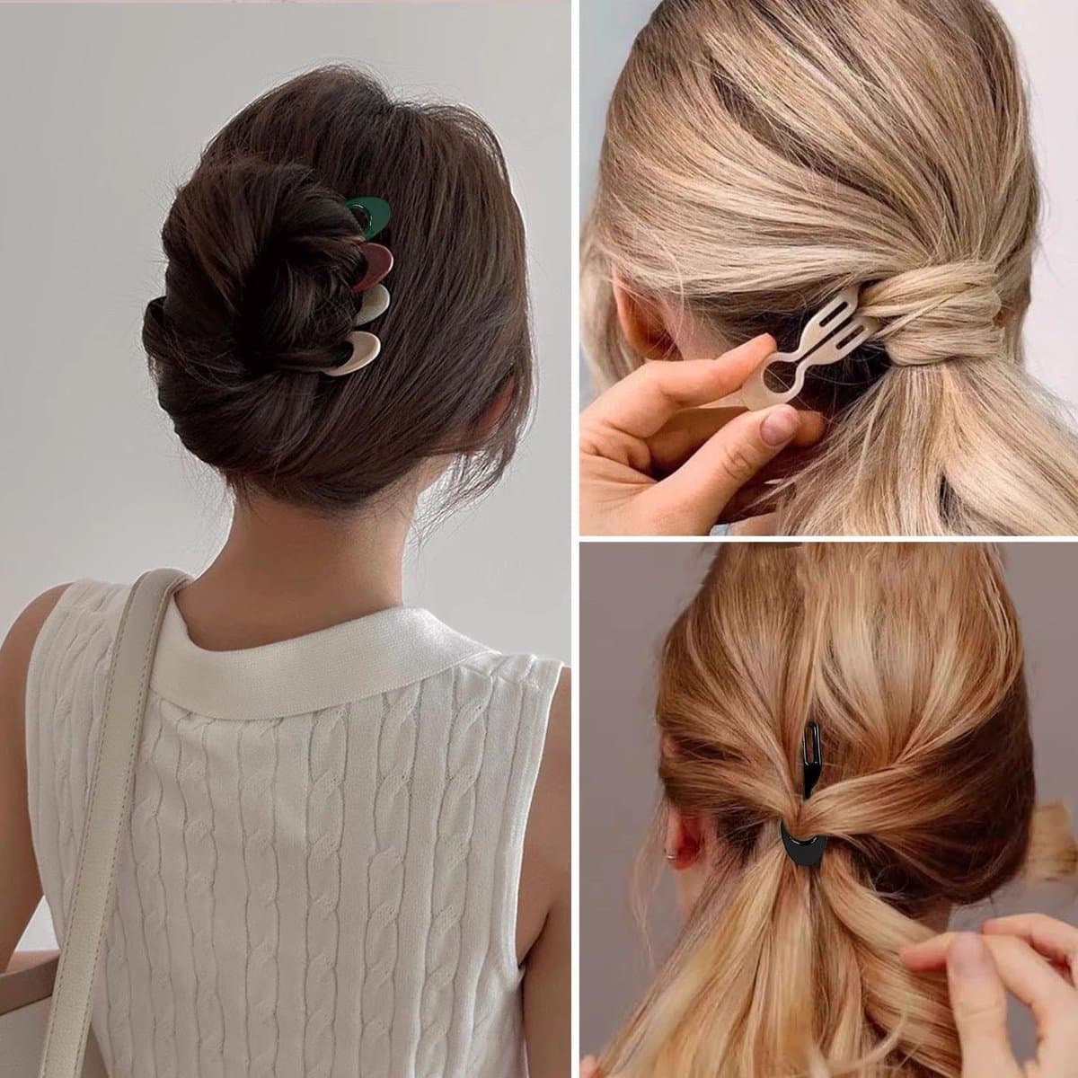 Hair Clips Set 15 Pieces U-shaped Hairpin 9cm Resin Hair Accessory 5 Colors