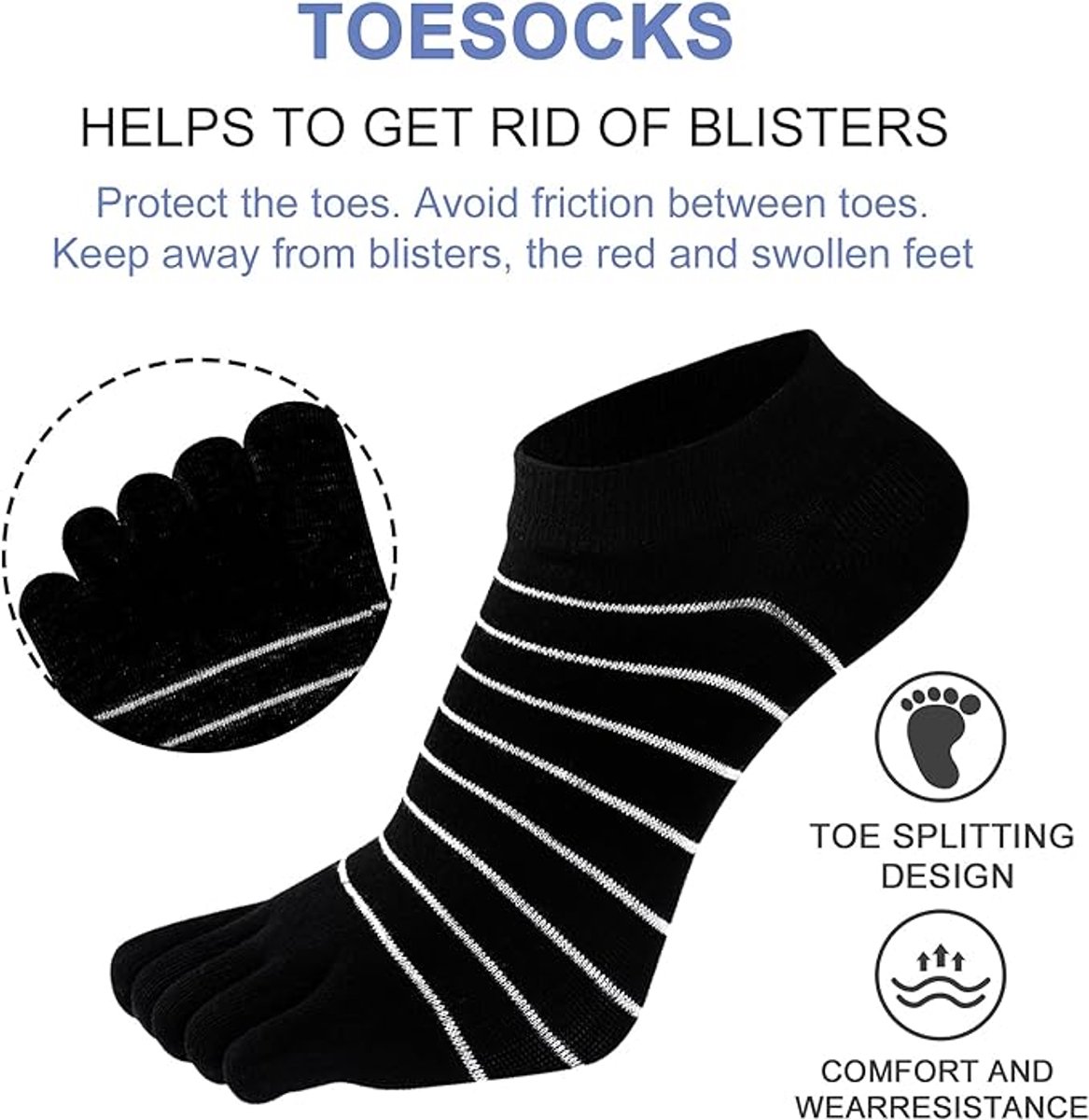 5 pairs - Toe socks - Toe socks - Yoga socks - cotton toe socks for women - Runner toe socks - Runner Toe socks - Smooth toe seam - Cotton - Comfortable Socks - sports socks - loose toe socks - breathable sports socks - black