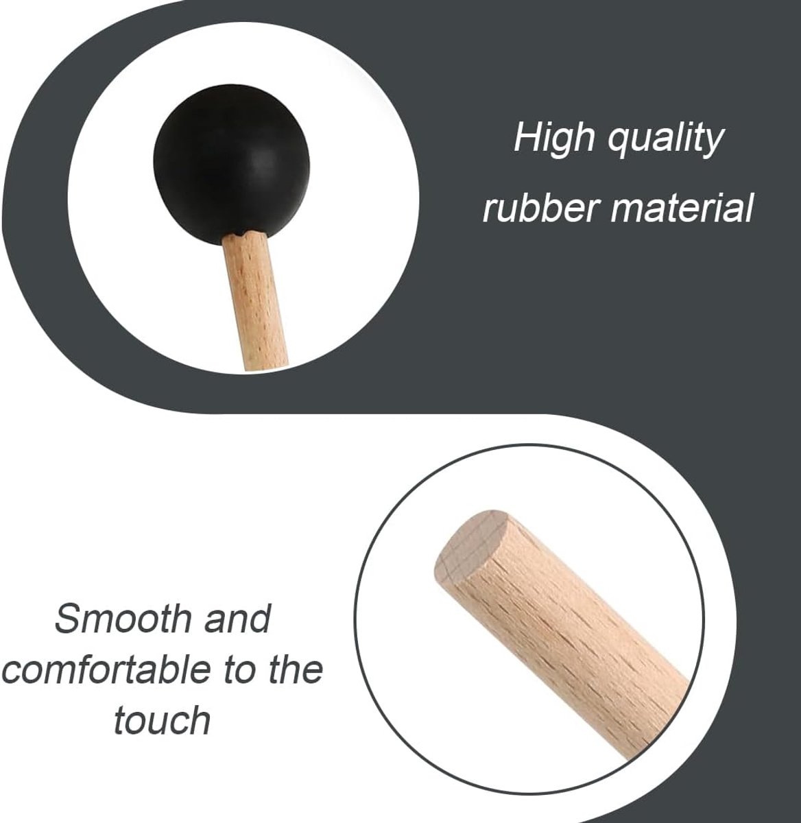 1 pair - Drumsticks - Mallets Sticks - Mallets - Wooden xylophone sticks - - hollow drumsticks - wooden percussion sticks with wooden handle - rhythm sticks - for glockenspiel, wooden block, percussion instruments - 18.7 cm - black