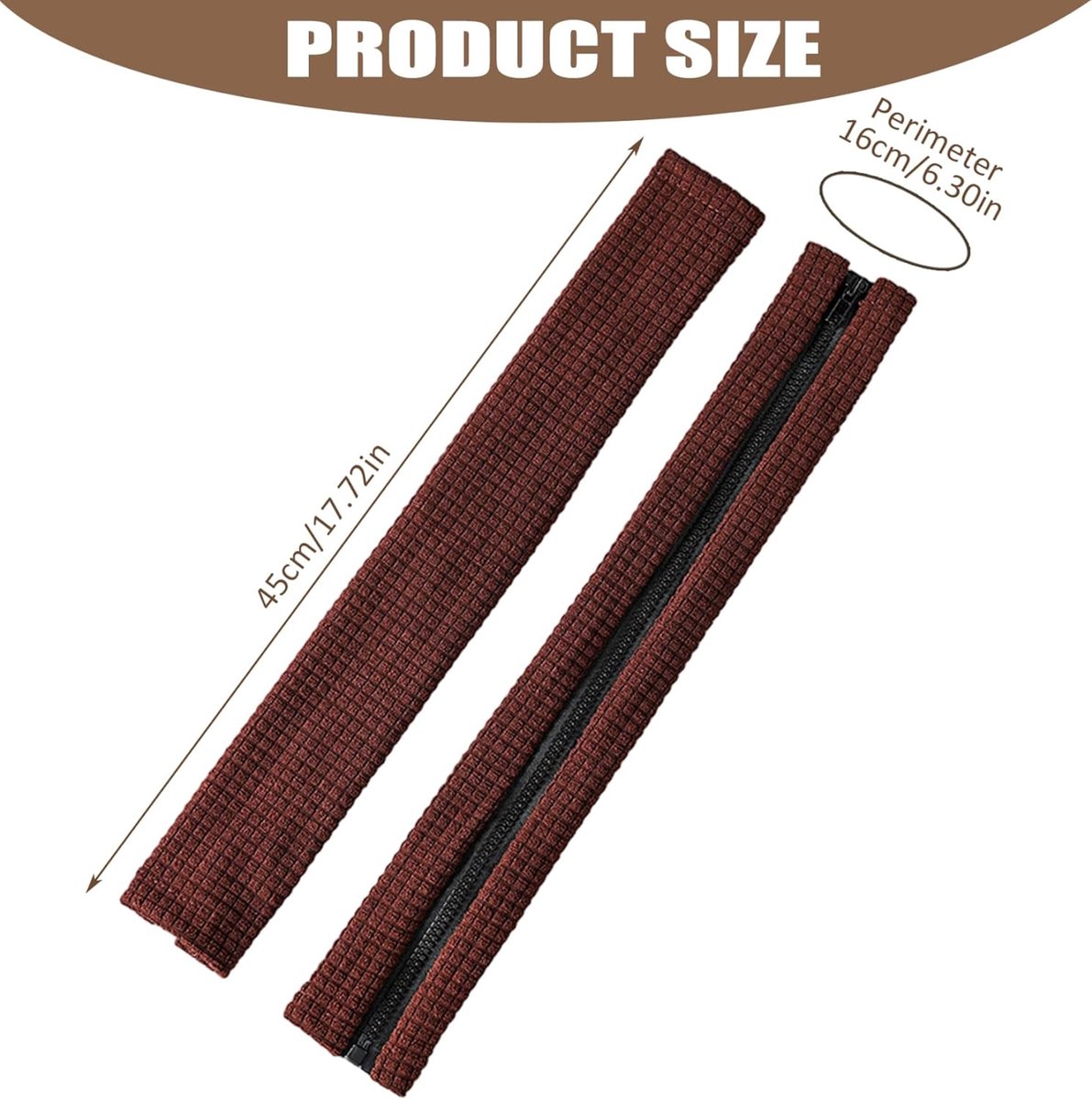1 pair - office chair armrest covers - Office chair armrest cover - Computer chair armrest cover - Removable - Elastic - Waterproof - Chair armrest covers - Dust cover - Armrest protector - for desk and gaming chairs - 45*16 cm - brown