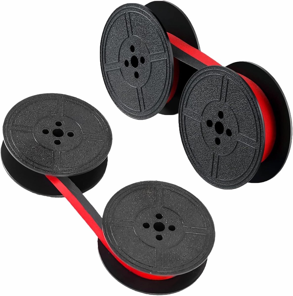 2 pairs - universal typewriter ribbons - typewriter ribbons - with double spool - double spool ribbon - typewriter ink ribbon - vintage typewriter ribbon replacement - replacement pack - for most typewriters - typewriter accessories - black and red