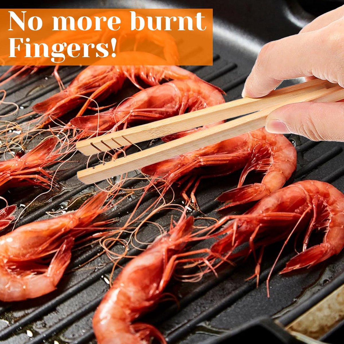 pieces - Food tongs - BBQ tongs - Meat tongs - Kitchen tongs - Bamboo Barbecue tongs - Toaster tongs - Cooking tongs - bamboo tongs - kitchen utensil - with easy grip - for fruit, bread, pickles, cheese, bacon, muffins, barbecue dishes - 18 cm