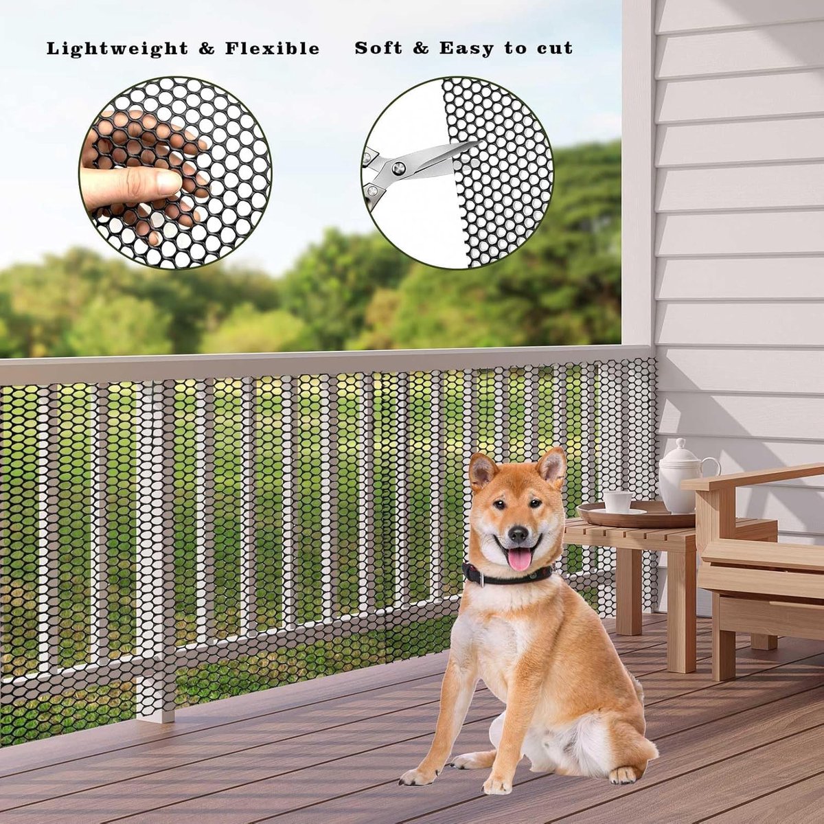 Plastic Fencing Net - 40 cm * 3 m - Chicken Wire - Cat Net - Dog Fencing - Bird Net - Pet Trap Net - Garden Mesh - Plastic Mesh - Plant Net - with 20 fixed straps - for dogs, cats, chickens and other small animals - Black